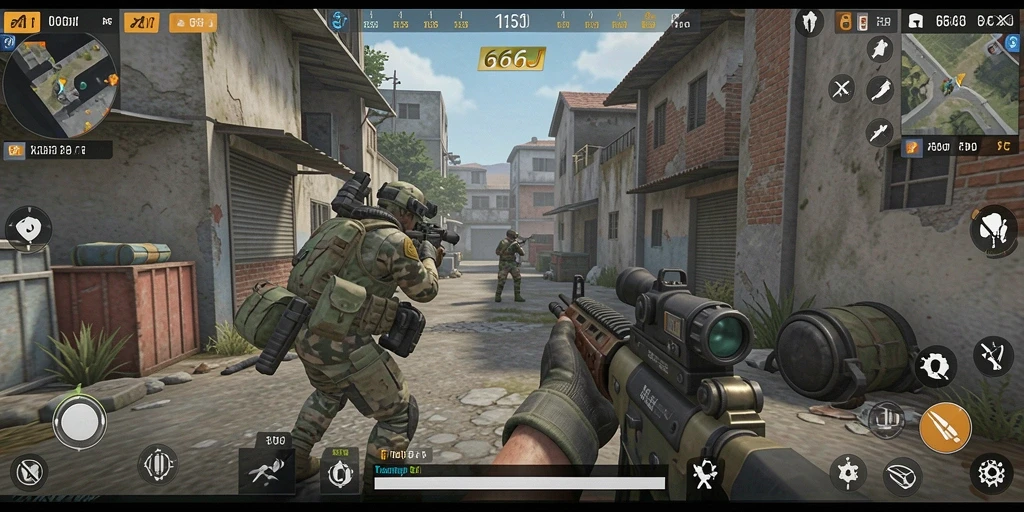 Tampilan gameplay menakjubkan dari 666J yang penuh aksi FPS.