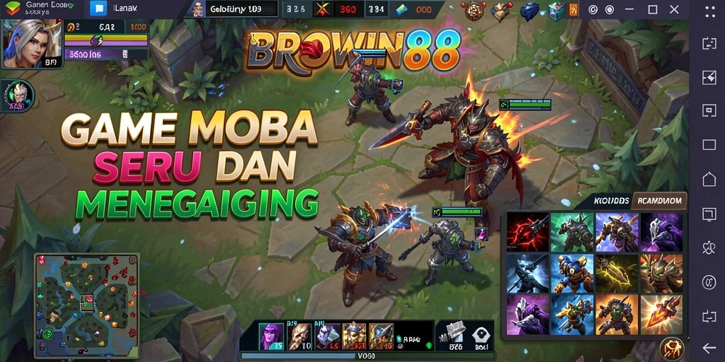 Gameplay seru BROWIN88 dalam pertarungan tim MOBA.