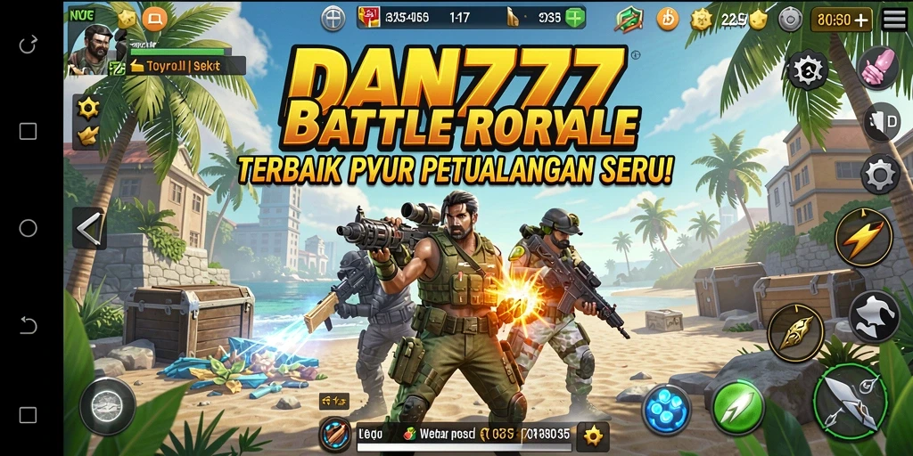 Screenshot gameplay <strong>DAN777</strong> yang menunjukkan pertempuran seru di arena Battle Royale.