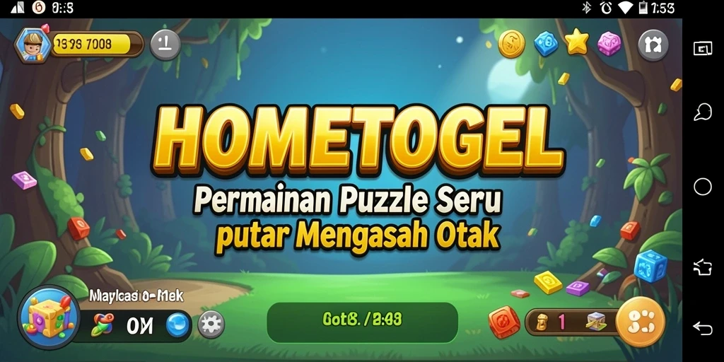 Tampilan gameplay HOMETOGEL dengan berbagai tantangan puzzle.