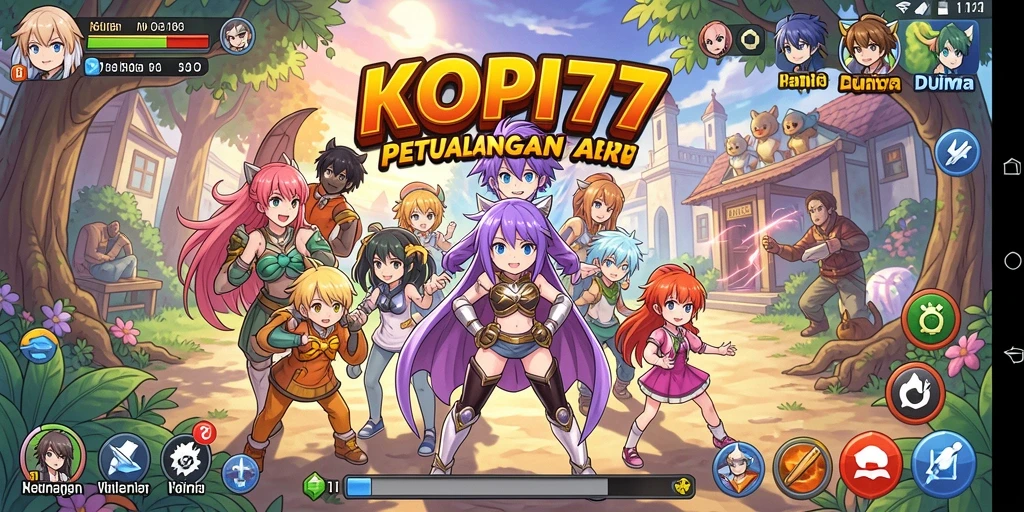 Tampilan gameplay seru KOPI77 dengan karakter-karakter anime yang menawan.