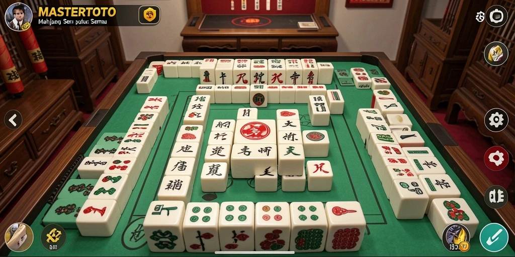 Tampilan gameplay MASTERTOTO yang menakjubkan dalam permainan Mahjong.