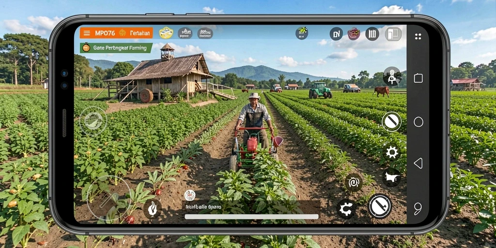 Tampilan gameplay MPO76 yang menarik saat merawat ladang pertanian.