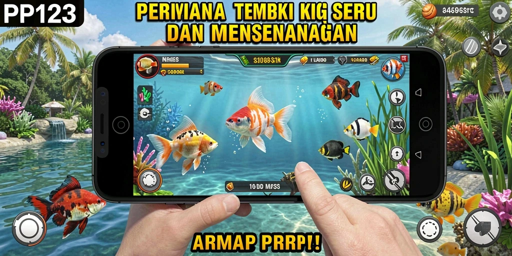 Screenshot gameplay PP123 menunjukkan aksi seru menembak ikan.