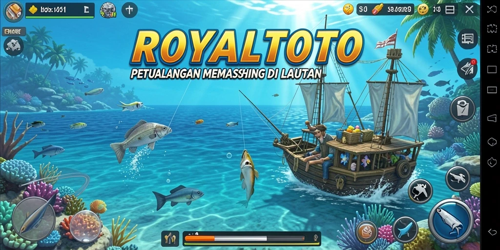 Tampilan gameplay menarik di ROYALTOTO dengan suasana memancing yang realistis.