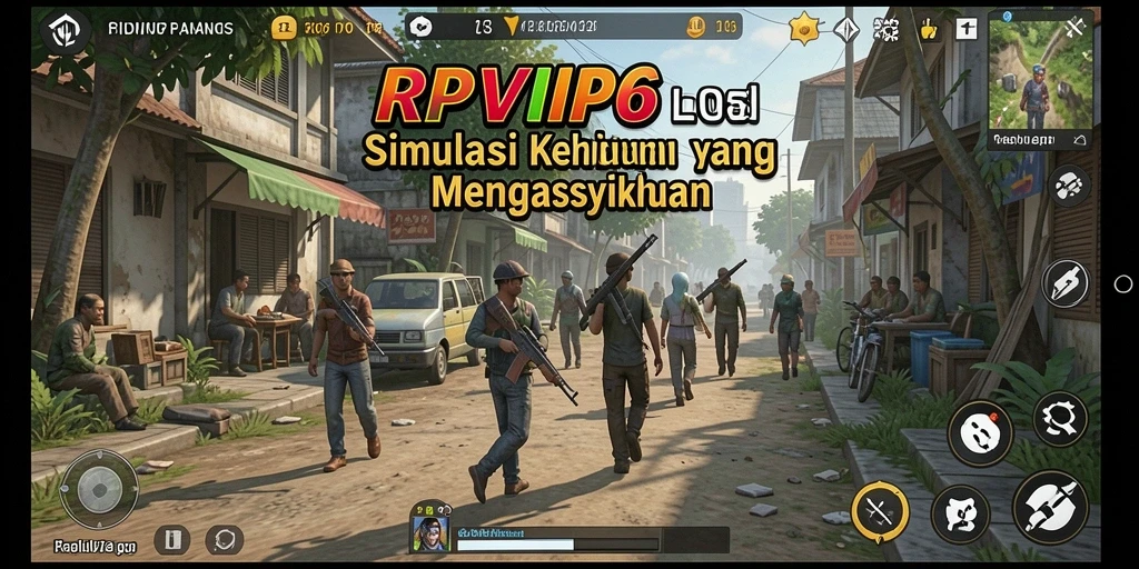 Screenshot menunjukkan gameplay RPVIP6 dengan karakter yang aktif dan lingkungan yang imersif.