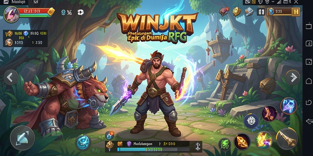 Screenshot gameplay RPG WINJKT menampilkan aksi pertempuran yang mendebarkan.